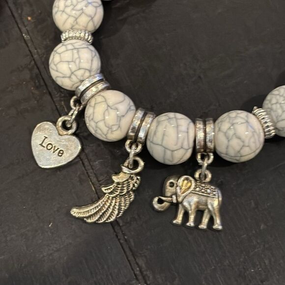 Charm Stone Bead Stretch Bracelet Set of 3 Jewelry’s Gift New​ - Picture 3 of 6